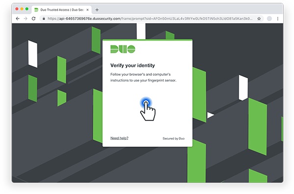 image of a duo security webpage