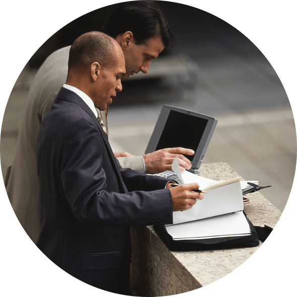 image of a businessperson looking at papers