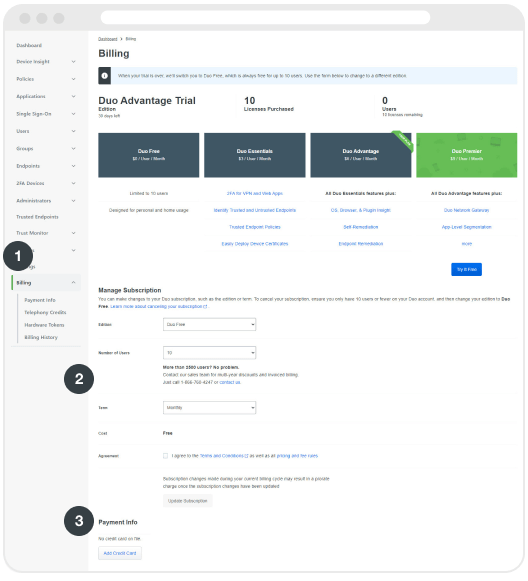 Duo Advantage trial screen