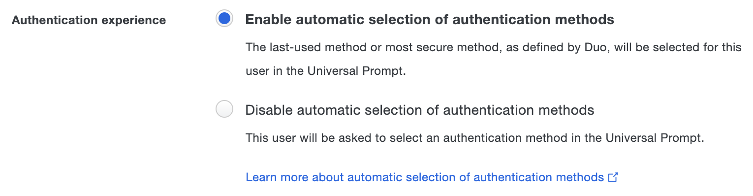 Authentication Experience on User Properties Page