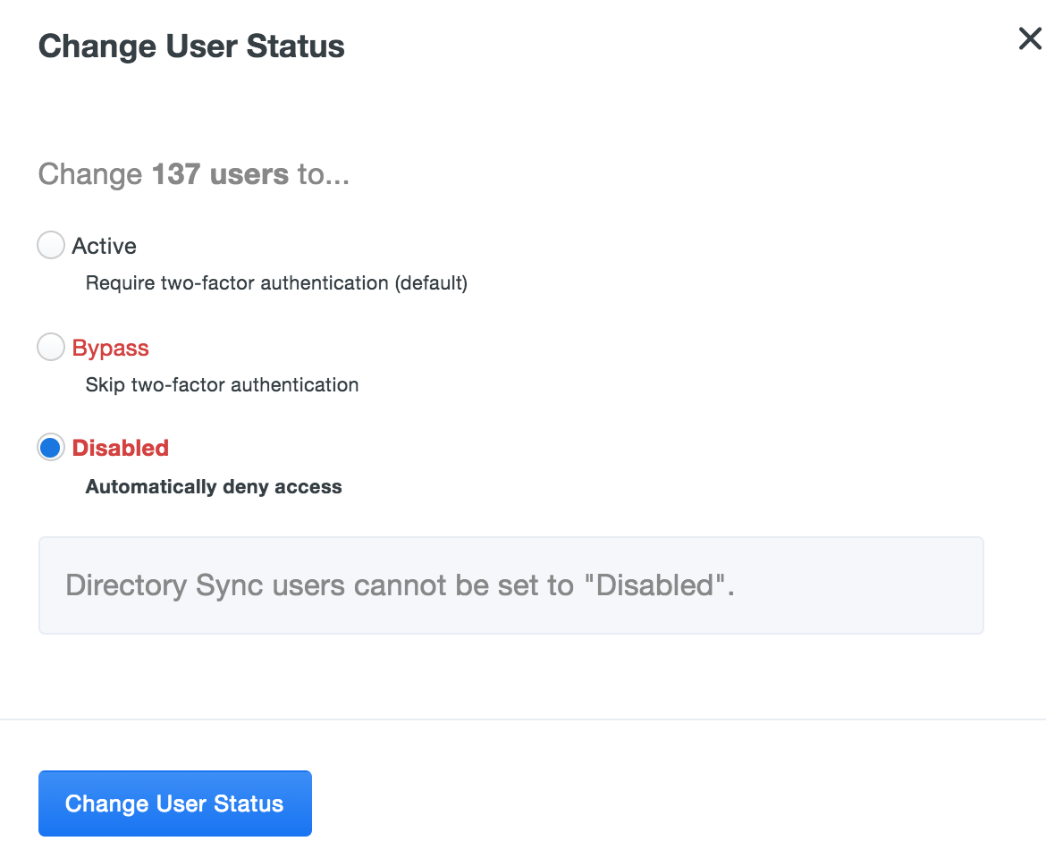 Change User Status Confirmation