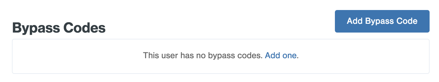 Add Bypass Code for User