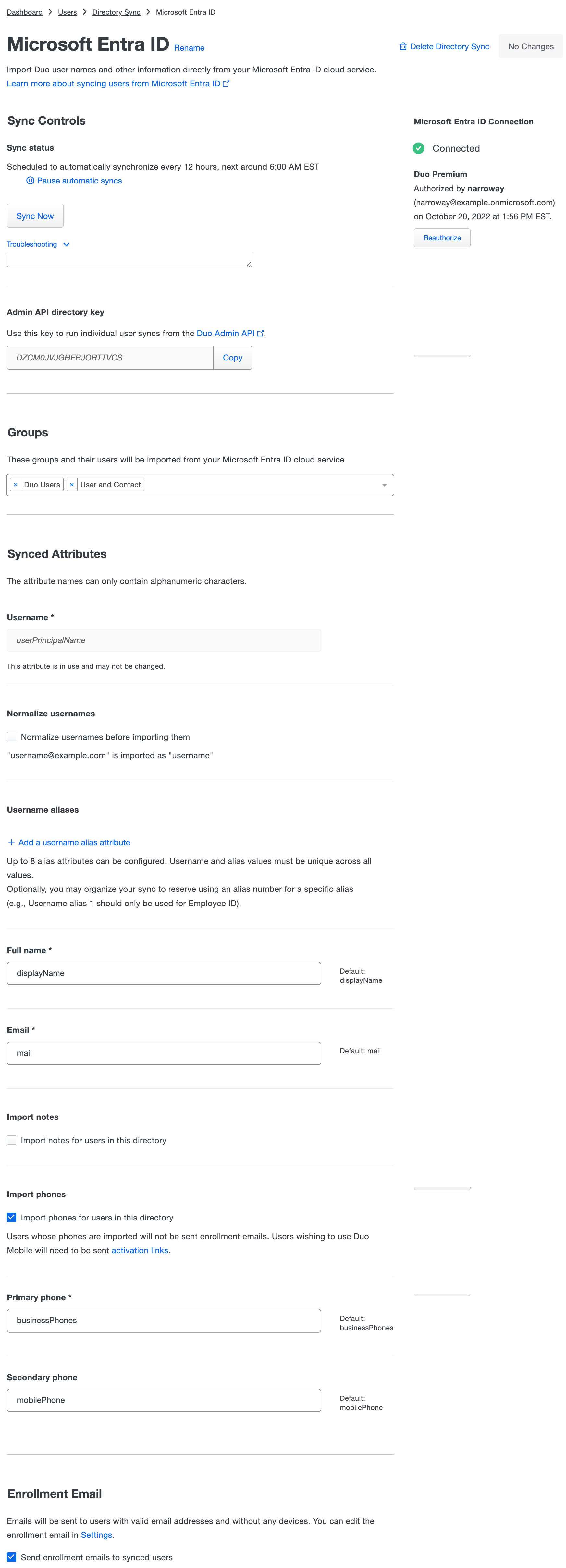 Configured Entra ID Directory Sync