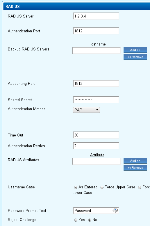 RADIUS Settings