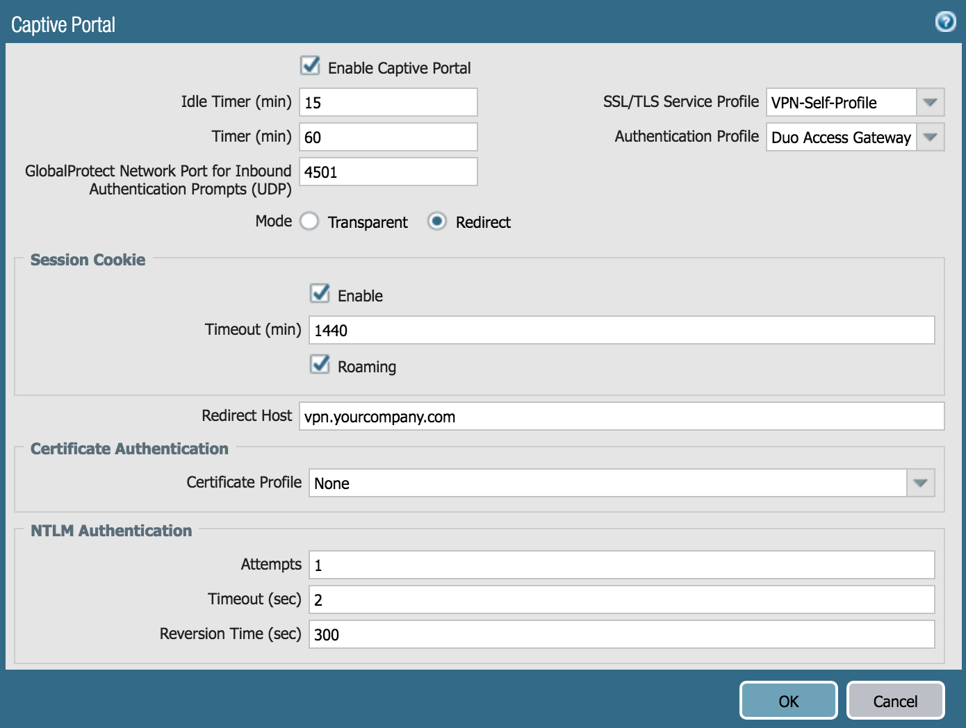 Palo Alto Networks Captive Portal Configuration