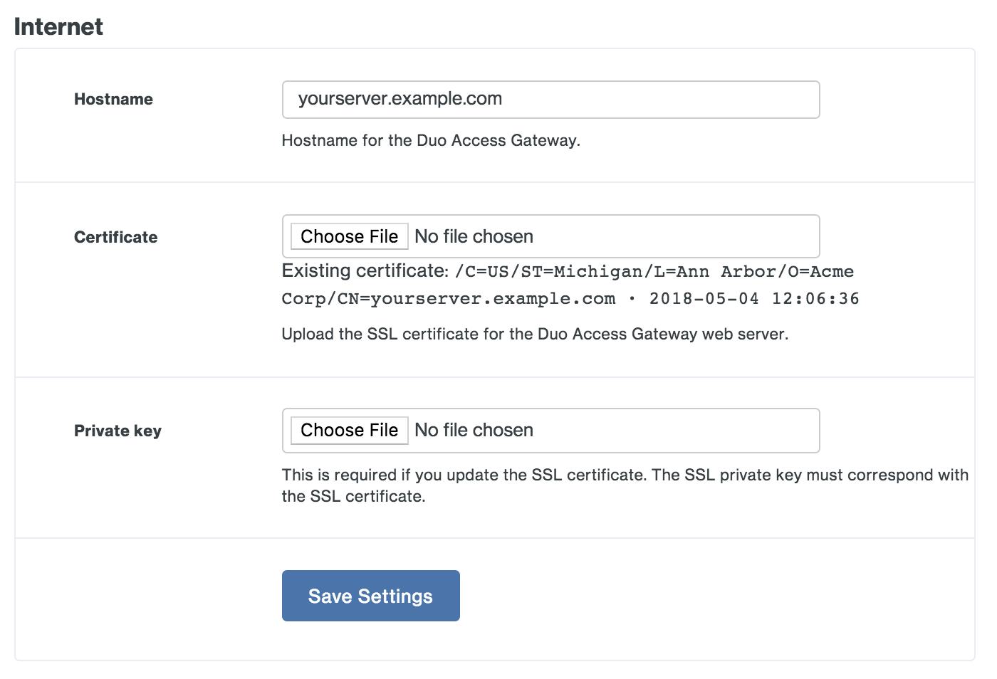 Change Internet Settings