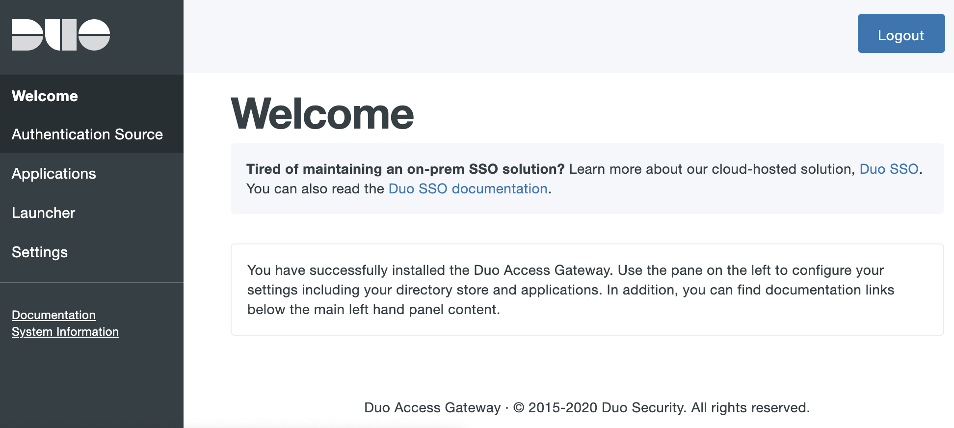 Duo Access Gateway Admin Console