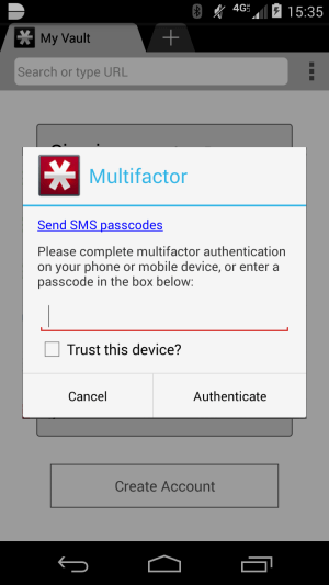 LastPass Mobile App Duo Authentication