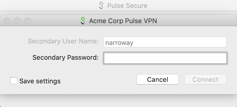 Pulse Client Secondary Authentication Prompt