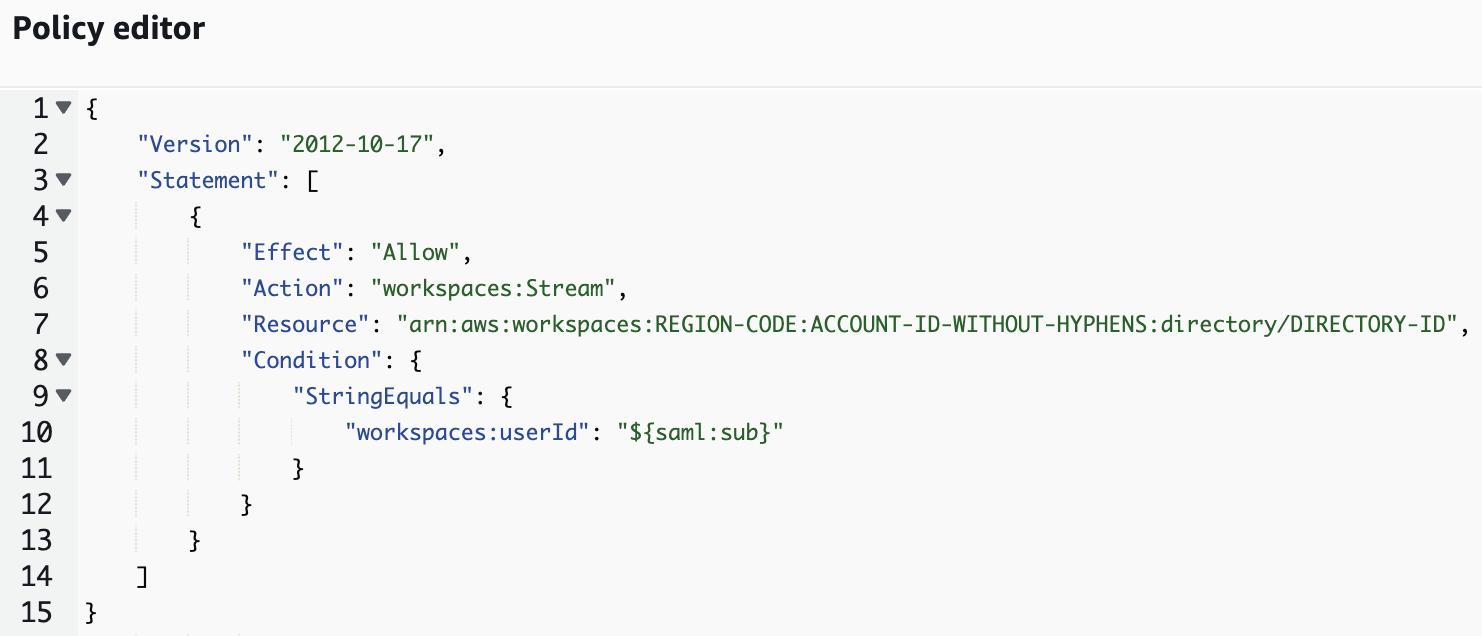 Amazon WorkSpaces Policy Editor Template