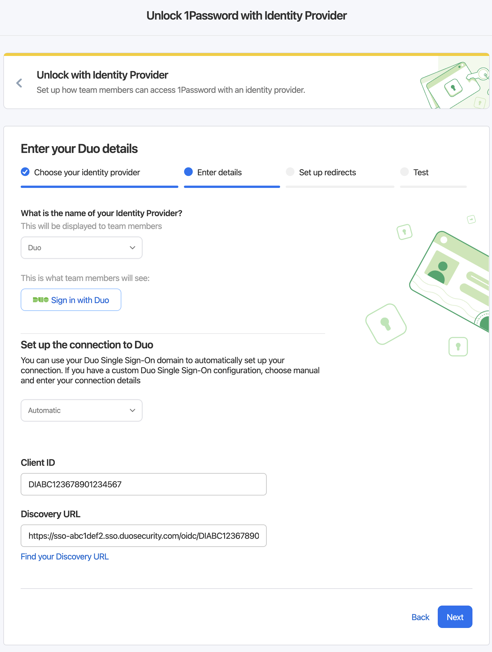 1Password configuration screen