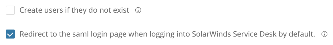 SolarWinds Service Desk Create and Redirect Checkboxes