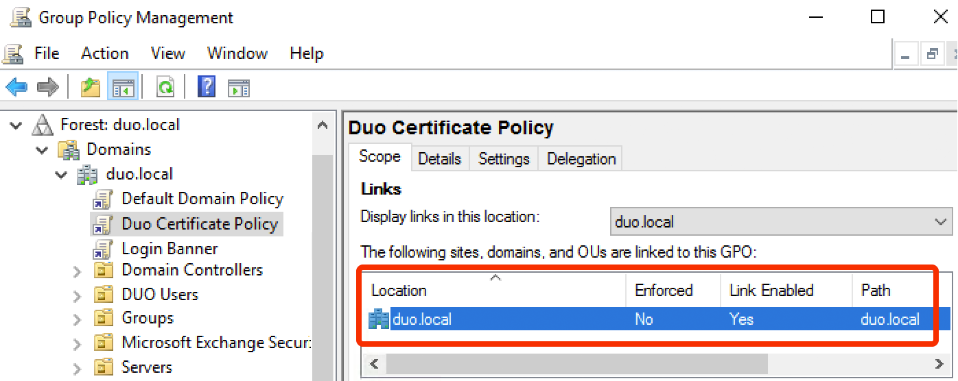 AD DS GPO Scope Config