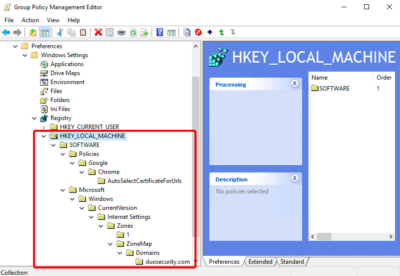 AD DS HKLM Registry Settings in GPO