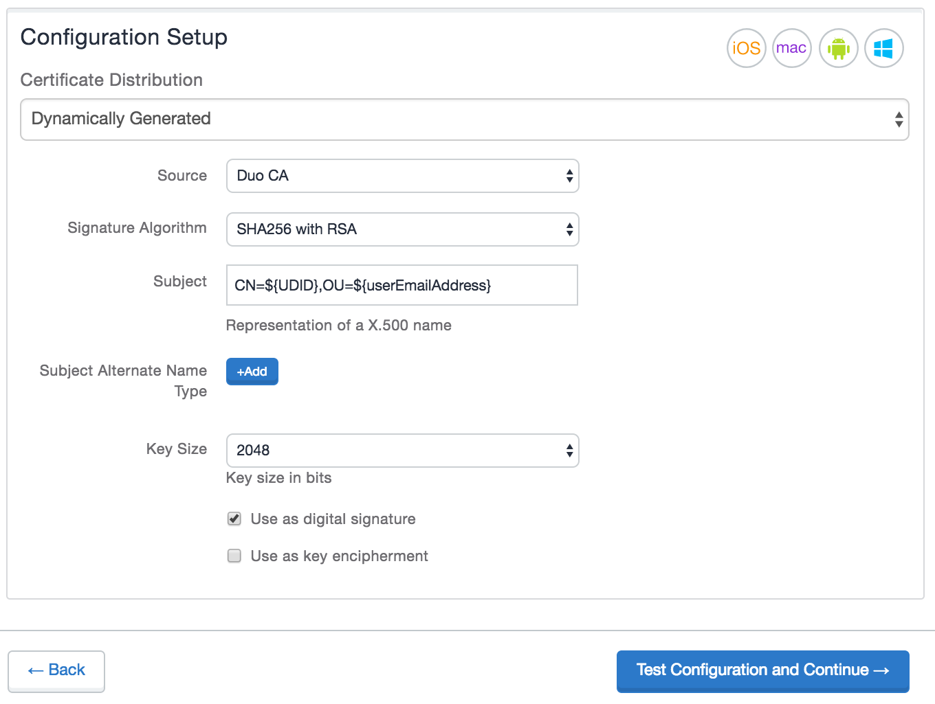 Add Duo Identity Configuration