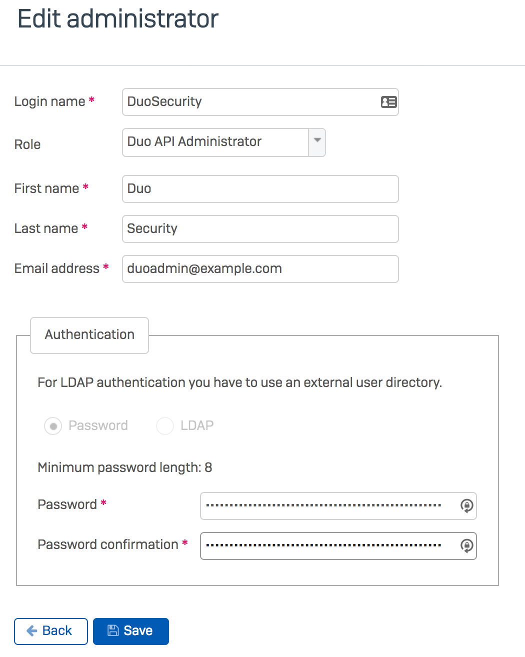 Create Duo API Administrator