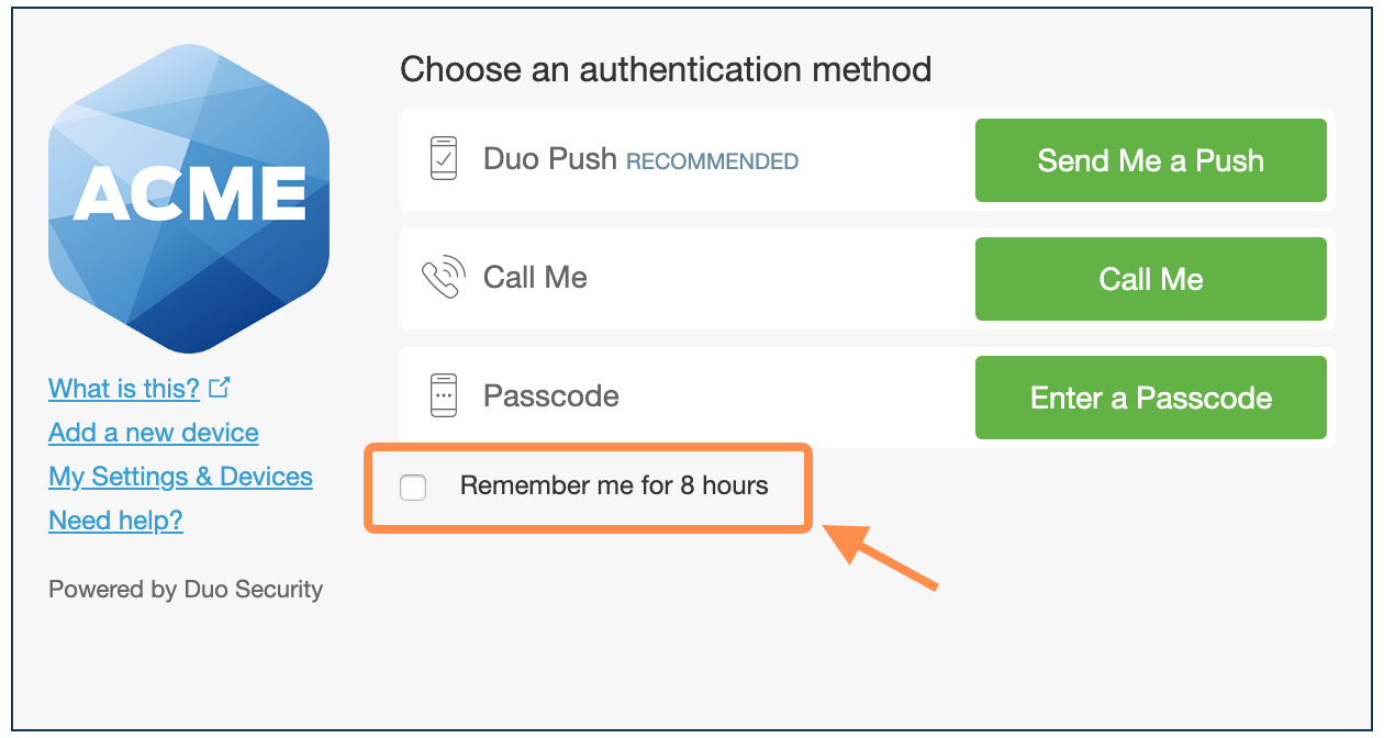 Remembered Devices Browser Option in Traditional Prompt